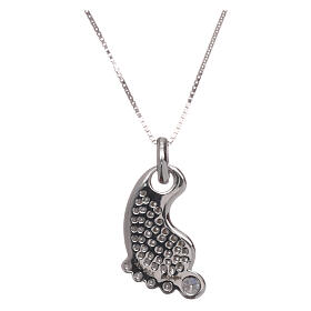 AMEN Necklace 925 sterling silver finished in rhodium baby foot pendant with white zircons