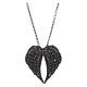 Wing-shaped AMEN necklace in black rhodium-plated 925 silver with black rhinestones s1