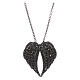 AMEN Necklace 925 sterling silver finished in black rhodium angel wings black zircons s1