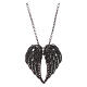 AMEN Necklace 925 sterling silver finished in black rhodium angel wings black zircons s2