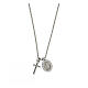 AMEN Necklace 925 silver finished in rhodium cross and miraculous medal with white zircons s1