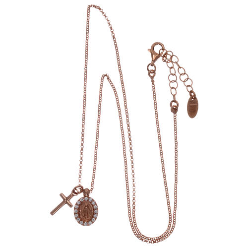 AMEN necklace in pink 925 silver with cross and medal 3