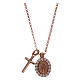 AMEN Necklace 925 silver rosé finish cross and miraculous medal with white zircons s1