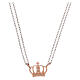 AMEN necklace, pink/rhodium-plated 925 silver, crown with white zircons s2