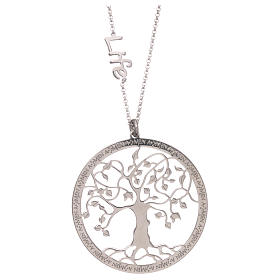 AMEN necklace in rhodium-plated 925 silver with tree of life