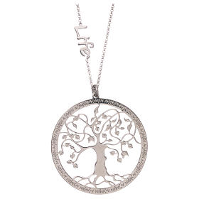 Collier AMEN argent 925 fin. rhodiée arbre de la vie