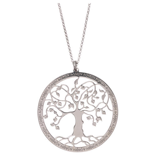 Collier AMEN argent 925 fin. rhodiée arbre de la vie 1