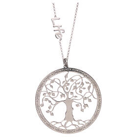 AMEN Necklace 925 silver finished in rhodium tree of life