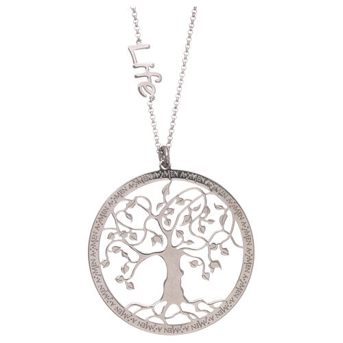AMEN Necklace 925 silver finished in rhodium tree of life 2
