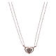 Heart-shaped AMEN necklace in pink rhodium-plated 925 silver with white rhinestones s1