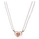 Heart-shaped AMEN necklace in pink rhodium-plated 925 silver with white rhinestones s2