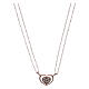 AMEN Necklace 925 silver rhodium/rosé finish heart with white zircons s1