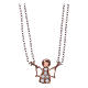 Angel-shaped AMEN necklace in pink rhodium-plated 925 silver with white rhinestones s1