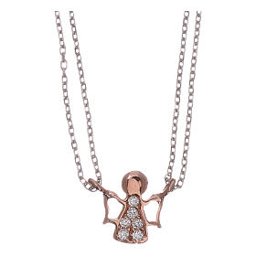 AMEN Necklace 925 silver rhodium/rosé finish angel with white zircons