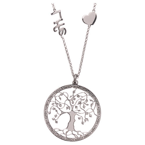 AMEN necklace in 925 silver rhodium finish withTree of Life 1