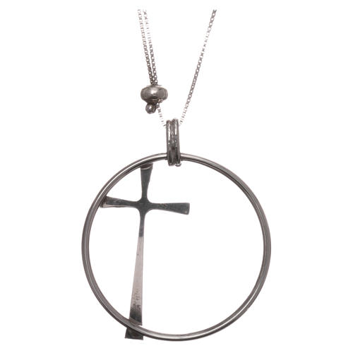 AMEN necklace in 925 silver rhodium finish with Cross, adjustable 2