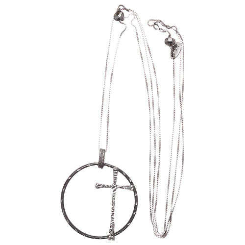 AMEN necklace in 925 silver rhodium/ruthenium finish with Cross, adjustable 3