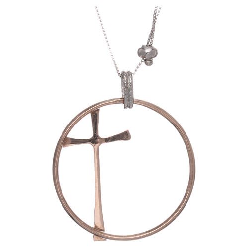 AMEN Necklace 925 sterling silver rhodium/rosé finish adjustable chain round pendant 2