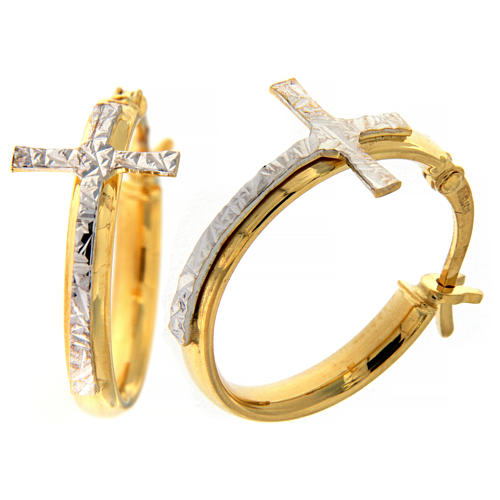 Ohrringe AMEN vergoldeten Silber Ring mit Kreuz 1