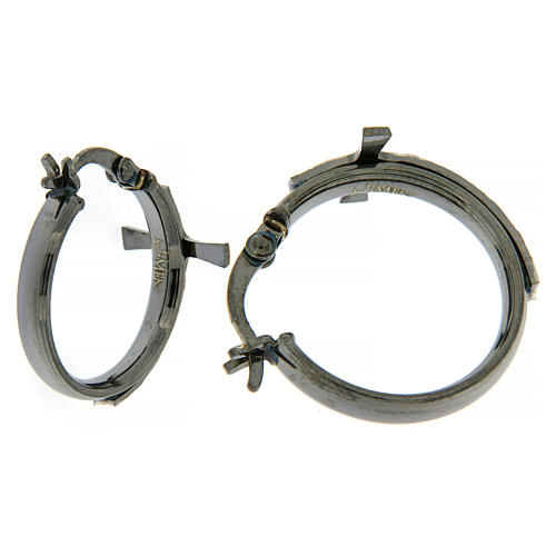 AMEN hoop earrings in 925 silver, ruthenium finish 2