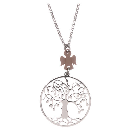 AMEN necklace in 925 silver rhodium/rose Tree of Life 2