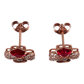 AMEN stud earrings, four-leaf clover, pink 925 silver and zircons