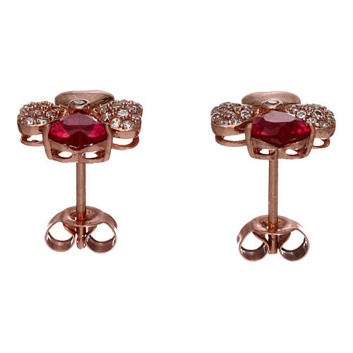 AMEN stud earrings, four-leaf clover, pink 925 silver and zircons 3