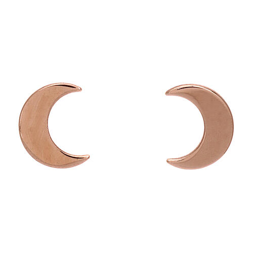 Moon-shaped stud earrings AMEN, pink 925 silver 1