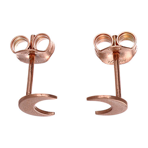 Moon-shaped stud earrings AMEN, pink 925 silver 2