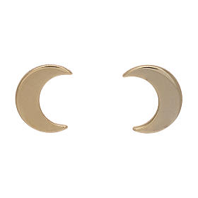 Gold moon stud earrings, AMEN in 925 silver