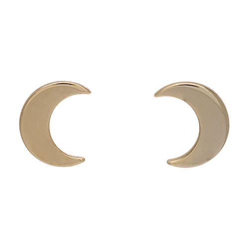 Gold moon stud earrings, AMEN in 925 silver 1