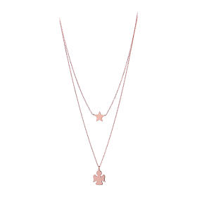 AMEN necklace with angel and star in 925 rose silver