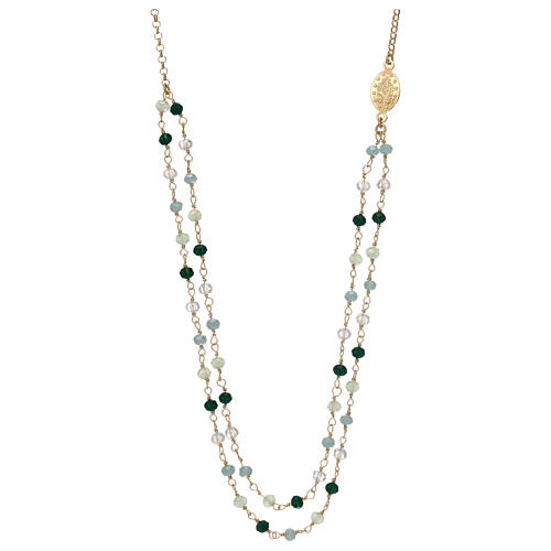 AMEN necklace of gold plated 925 silver and green crystals 2