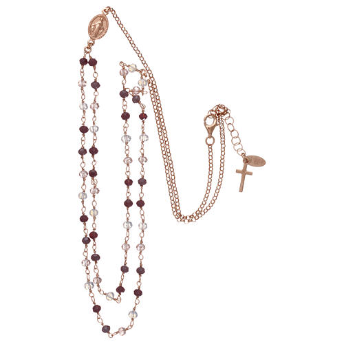 Kette AMEN rosa Silber 925 violetten Kristalle 3