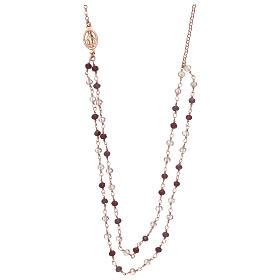 Necklace with purple crystals AMEN, in 925 rose silver