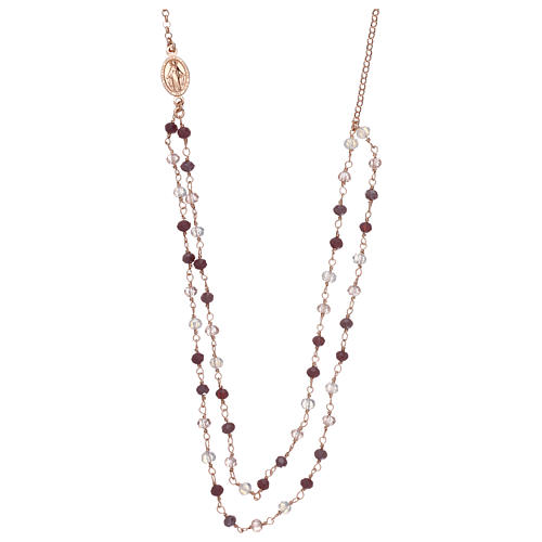 Necklace with purple crystals AMEN, in 925 rose silver 1