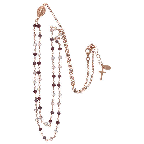 Necklace with purple crystals AMEN, in 925 rose silver 3