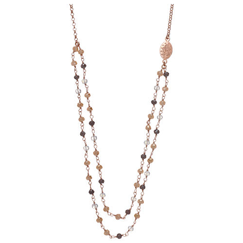 Kette AMEN rosa Silber 925 und grauen Kristalle 2