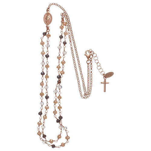 Kette AMEN rosa Silber 925 und grauen Kristalle 3