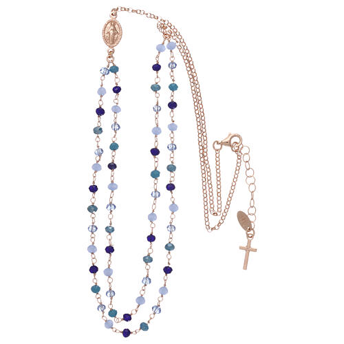 AMEN necklace of pink 925 silver and blue crystals 3