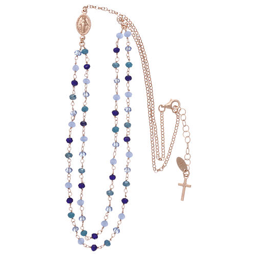 Collar AMEN de plata 925 rosada cristales azul 3