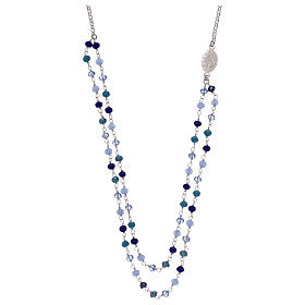AMEN necklace, 925 silver and blue crystals