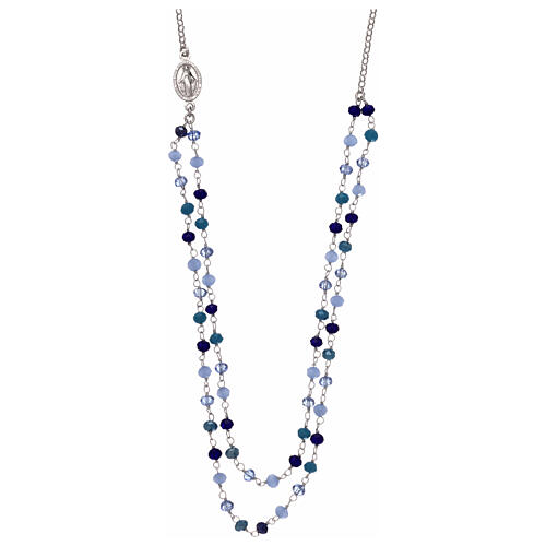 AMEN necklace, 925 silver and blue crystals 1