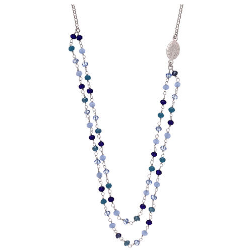 AMEN necklace, 925 silver and blue crystals 2