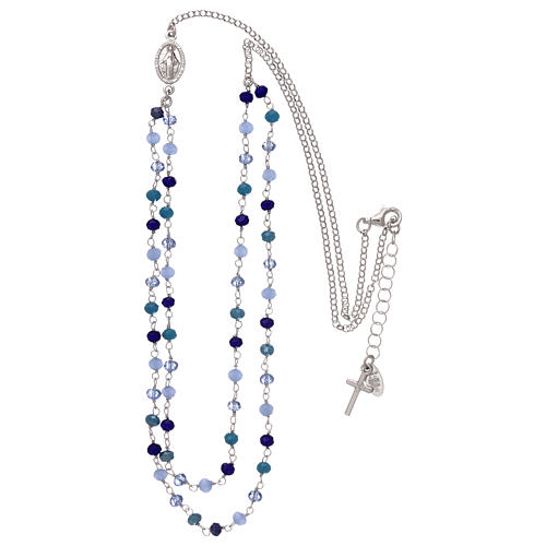 AMEN necklace, 925 silver and blue crystals 3