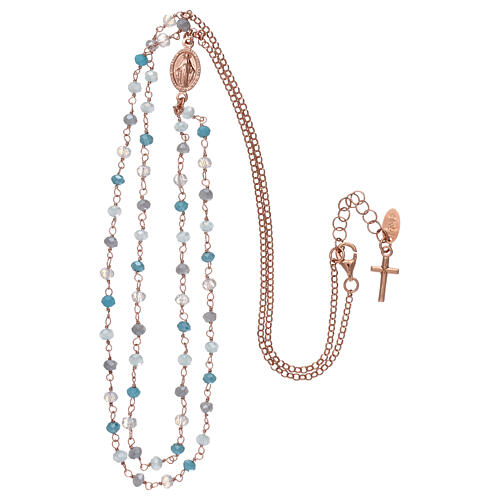 AMEN necklace, pink 925 silver and light blue crystals 3