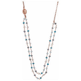 Collana argento 925 rosè con cristalli azzurri AMEN