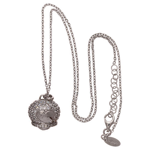 Necklace AMEN of 925 silver, bell-shaped pendant with zircons 3