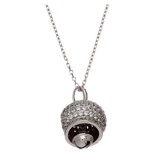 AMEN Necklace in 925 sterling silver bell shaped pendant with zircons 2