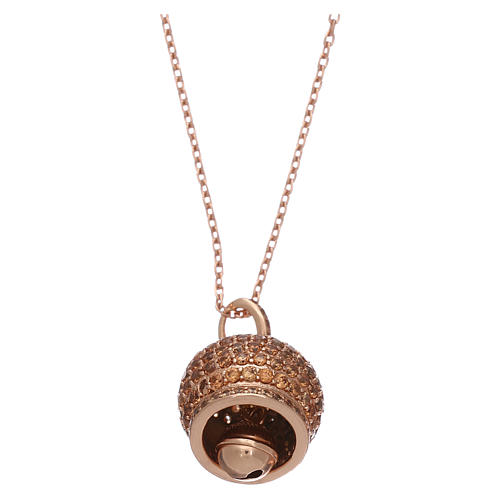 Collar plata 925 rosada colgante campanilla con zircones AMEN 2